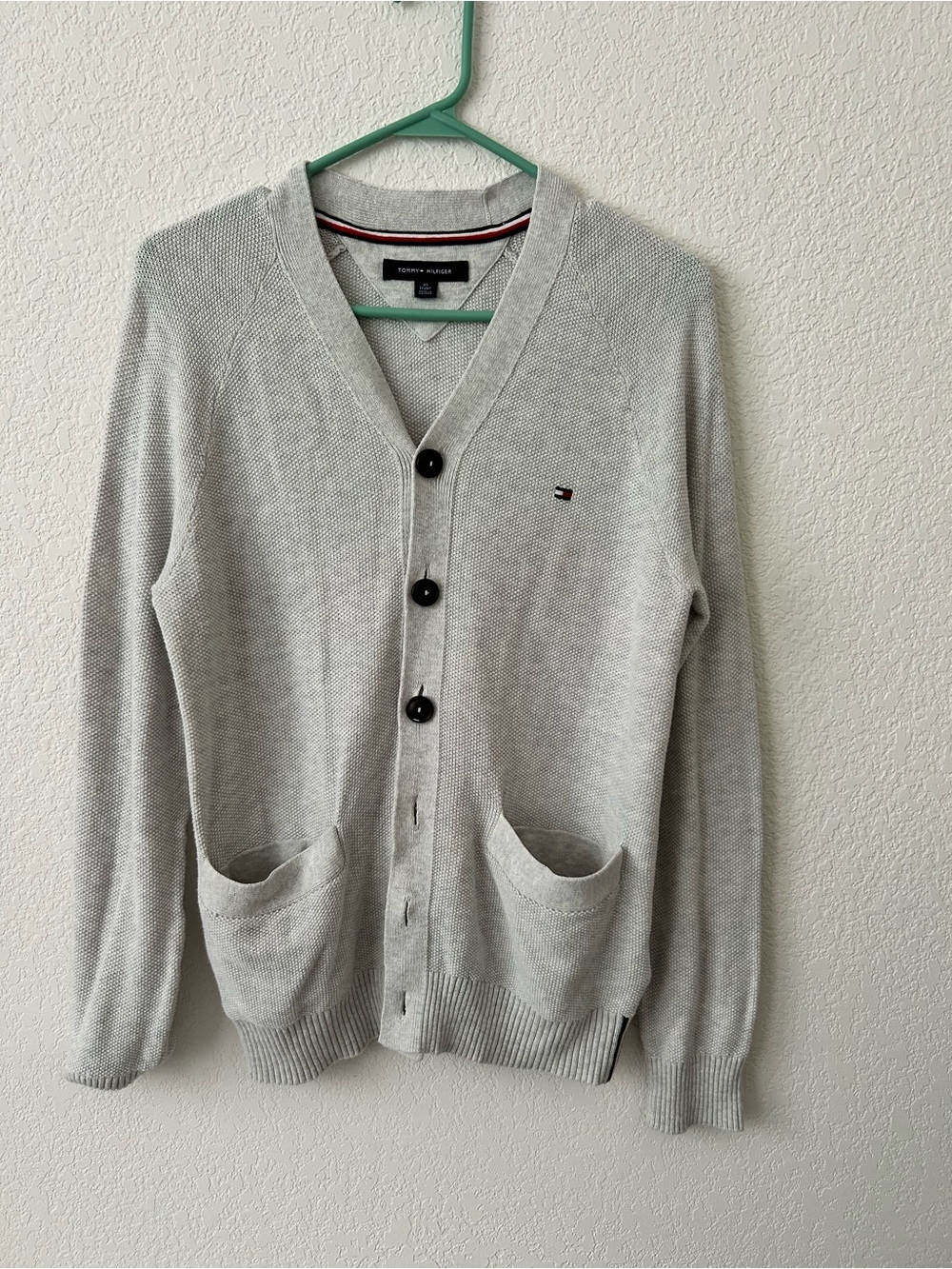 Tommy Hilfiger Light Gray V-Neck Cardigan Sweater sz XS